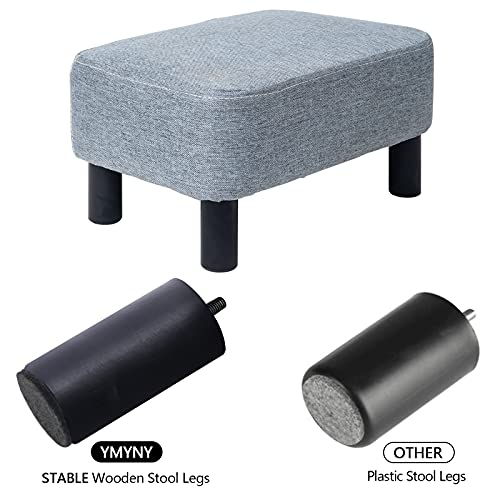 YMYNY Rechteckiger Fußhocker Sitzhocker, 42 x 29 x 23 cm, Gepolsterter Hocker aus Baumwolltuch, Holzbeine, Bequeme und Dicke Sitzbank, platzsparend, für Wohnzimmer, Flur, Büro, Grau HD-HRF-BD214