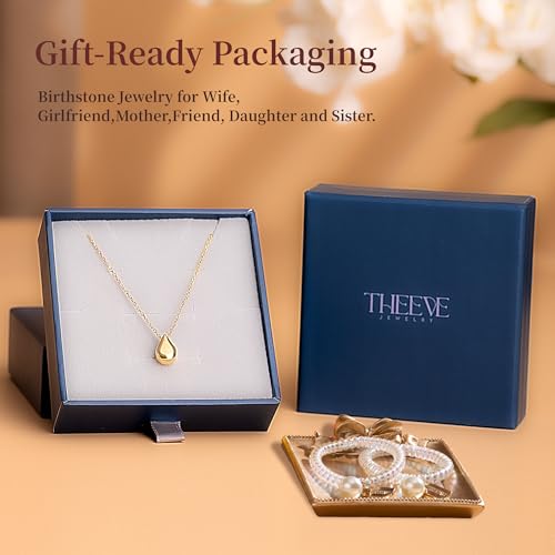 THEEVE Cute Pendant Dainty Gold Necklace for Women | 14k Gold & SIlver Plated Womens Necklaces with Bracelet | Small Love Waterproof Necklaces for Women4