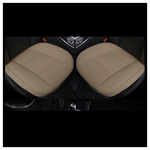 EDEALYN (Width 20.8×deep 21×Thick 0.35 inch Car Seat Cushions, 2pcs PU Leather Car seat Covers Car seat Protector Cover for Car Driver and Passenger seat Bottom (Beige-B)