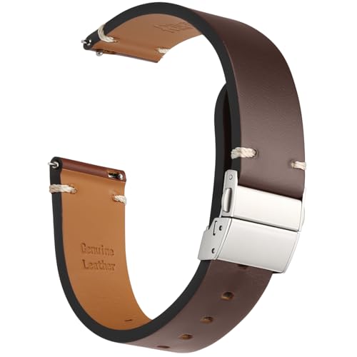 Ritche Quick Release Leather Watch Bands for Men Women Leather Watch Straps with Butterfly Clasp 18mm 20mm 22mm Watch Band White Elephant Gifts Stocking Stuffers for Men