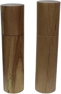 Set of two salt and Pepper mill, artisanal pepper mill, wooden salt and pepper mill, handcrafted grinder, Handmade Quebec spice mill, salt and peppermill grinder. Spices and peppermill grinder in spalted Maple.