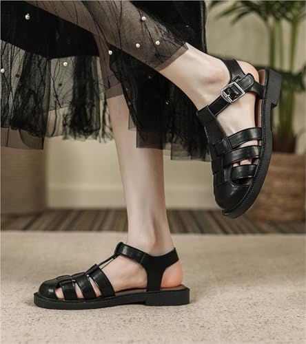 Women's Flat Sandals Comfortable Closed Toe Flat Shoes Slip-On Ankle Strap Sandals For Dressy Forma Daily Work Party4