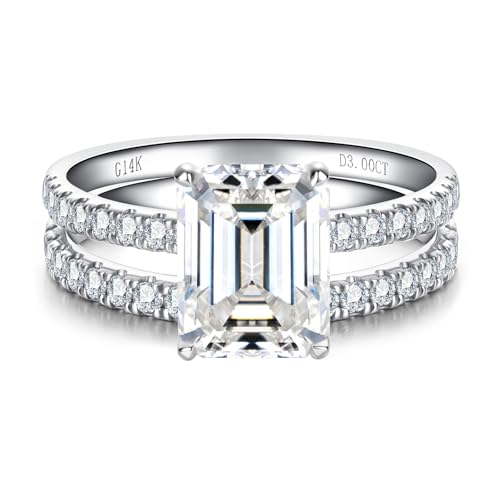 Solid 14K White Gold/Yellow Gold (3CT Center Stone) Moissanite Bridal Ring Set, Real Gold | D Color and FL-VVS1 Moissanite | Wedding Anniversary Ring Set