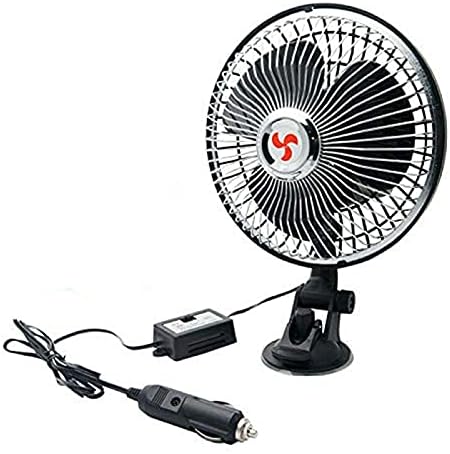 MACHSWON Car Clip Fan Automobile Vehicle Clip Fan 360 Degree Rotatable Car Fan with Stepless Speed Regulation and Cigarette Lighter Plug for SUV RV Vehicles