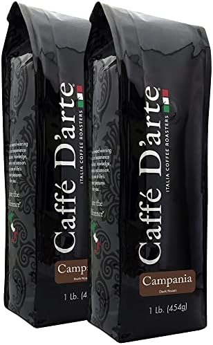 Caffe D'arte Campania Whole Bean Coffee, Dark Roast, 1 lb
