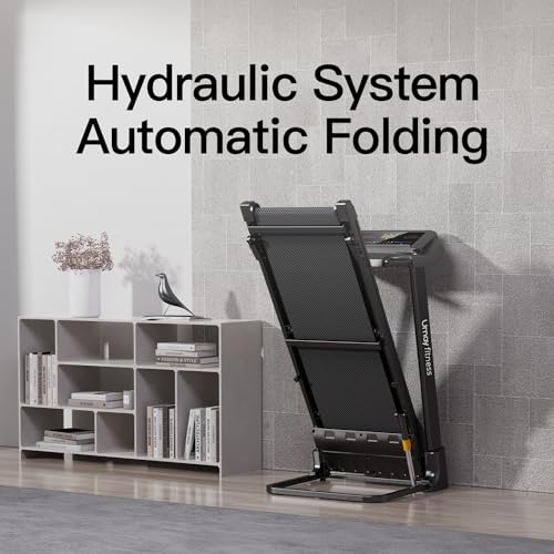 UMAY Fitness Home Folding 3 Level Incline Treadmill with Pulse Sensors, 3.0 HP Quiet Brushless, 8.7 MPH, 300 lbs Capacity, Dark