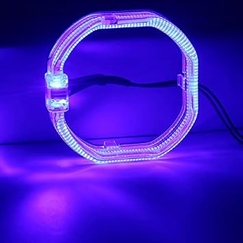 YSY 2pcs 76mm Square Shape Angel Eyes Kit Light Guide Halo Ring LED DRL Headlight Fog Lamps Ring With Drive For Car Motor 9-36V DC (Blue, 76MM)