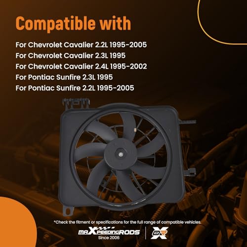 Image of maXpeedingrods Engine Radiator Cooling Fan Assembly for Chevrolet Cavalier 1995-2005, for Pontiac Sunfire 1995-2005 Replace # 12365370