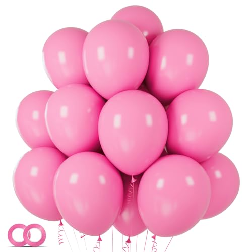 Image of Pink Balloons 100 pcs 12 Inch Matte Pink Balloon for Baby Shower Valentine's Day Princess Bachelorette Birthday Party Decorations