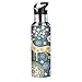 Fabulous Flower Deer Bouteille d'eau en acier inoxydable avec paille Motif animal mignon Bouteille isotherme anti-fuite Bouteille d'eau pour voyage, sport, salle de sport 590 ml
