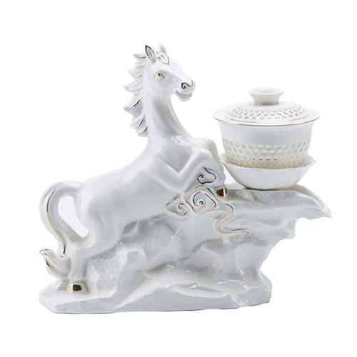 Aoheuo Enamel Flower Teapot With 8Pcs White Teacup Kettle Best Heat Resistant Tea Set For Office Home Table Decor (A-Horse) #TOP3