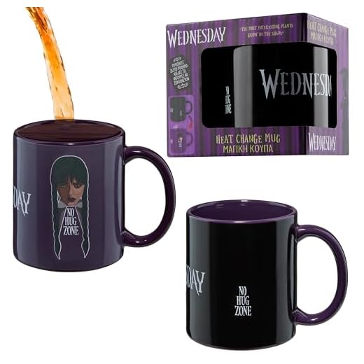 Wednesday Taza de Cafe para - 320 ml, de Cerámica que Cambia de Color con el Calor, Regalo Original para Ella