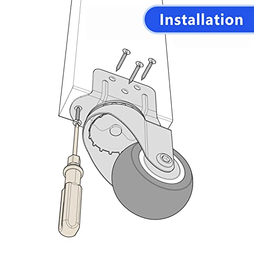 Side Mount Casters Set Of 4 With Brake,1.25Inch L-Shape Tpr Plate Casters,Small Wheels For Furniture Wheels, Baby Bed, Suitcase,Cabinet Wheels,Table Casters,Loading Capacity 150 Lbs (1.25” L-Shape) #TOP2