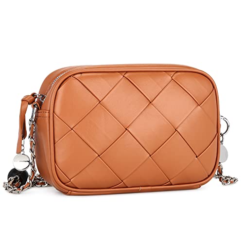 Uborse Leather Crossbody Bag Ladies Handbags Cross Body Purse With Chain Strap Top Zipper Handbags For Women Card Holder Wallet, Brown #TOP13