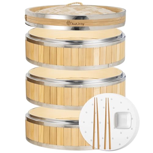 Bamboo Steamer Basket Three-Tier Set