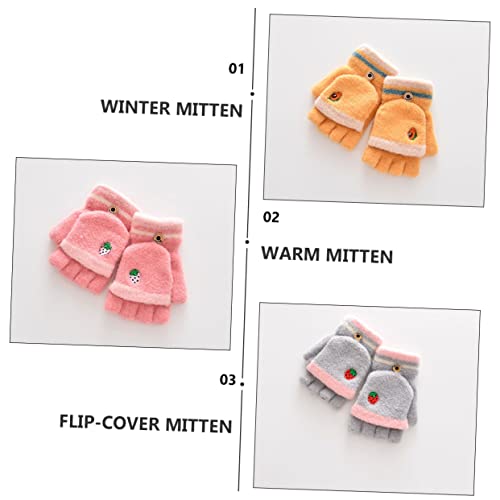 Cartoon Embroidered Boys and Girls Gloves Warm Winter Mittens for Boys Girls Random Style4