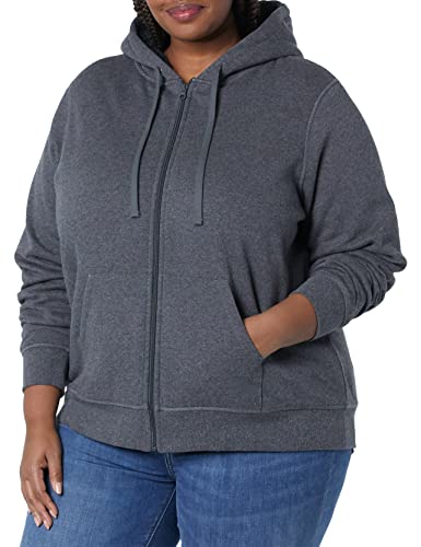 Amazon Essentials Women's Sherpa-Lined Fleece Full-Zip Hooded Jacket (Available In Plus Size), Charcoal Heather, Medium #TOP2
