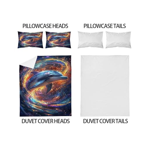 Linge de lit dauphin 3 pièces de qualité supérieure en 260x220cm