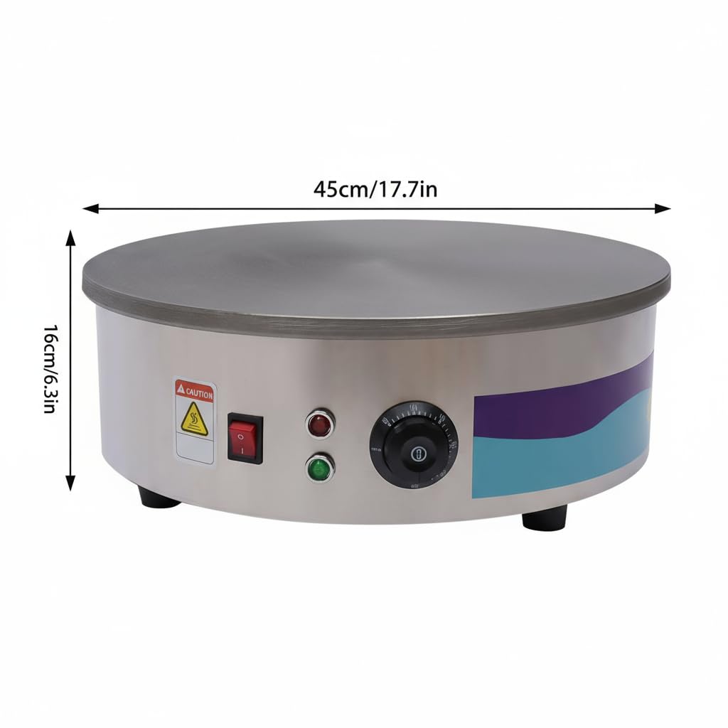 Crêpière, 220V SX-450P 45 cm Plaque Crêpière, Professionnelle Crêpière Pour crêpes, pancakes, omelettes, jambon palaté