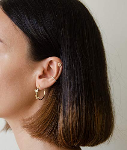 Lavla Butterfly Hoop Earrings - 14K Gold/Rhodium Plated 25Mm Hoop Earrings With Tiny Pave Cubic Zirconia Butterflies For Women Teen Girls (Gold) #TOP1