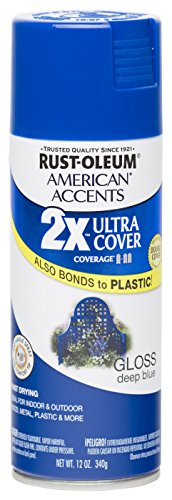 Rust Oleum 280694 American Accents Ultra Cover 2X Spray Paint, Gloss Deep Blue, 12-Ounce Rust Oleum 280694 American Accents Ultra Cover 2X Spray Paint, Gloss Deep Blue, 12-Ounce