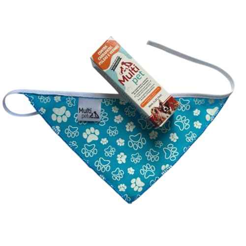 Multipet Medicamento Contra Pulgas E Carrapatos 30ml + Bandana Para Pet (Bandana Azul, 30ml)