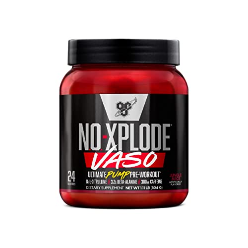 Image of BSN N.O.-XPLODE Vaso Pre Workout Powder with 8g of L-Citrulline and 3.2g Beta-Alanine and Energy, Flavor: Jungle Juice, 24 Servings