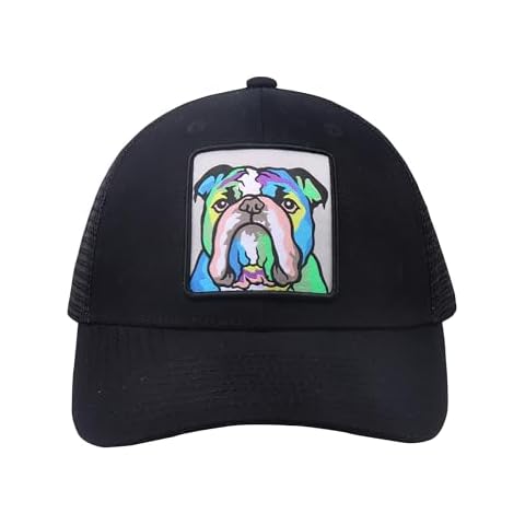 Bulldog Black Trucker Hat Adjustable Snapback Hat Mesh Back Baseball Cap (Large) Cover