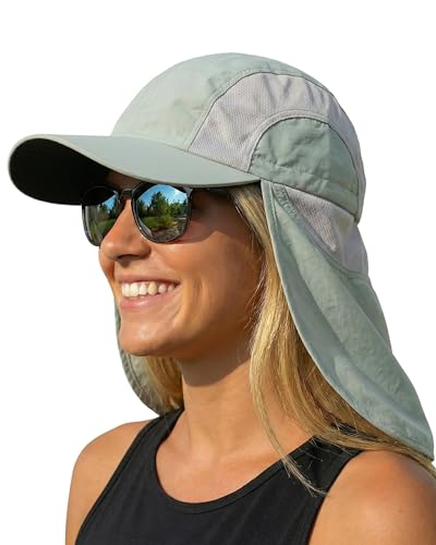 Image of Mens Sun Hat with Breathable Mesh Sun Hats for Men Sun Protection Fishing Hat with Neck Flap for Hiking Cycling