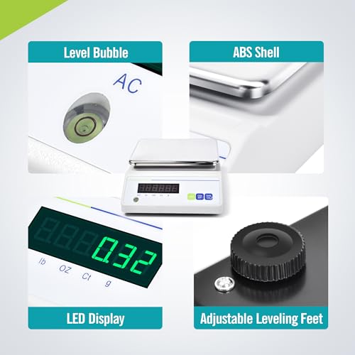 Image of High Precision Lab Scale Analytical Balance,G /ct /oz /lb,5000g x 0.01g