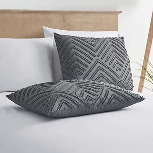 Image of Nestl Boho Duvet Cover King Size - Boho Bedding King Duvet Cover Set, 3 Piece Tufted Grey Duvet Cover King with Zipper Closure, 1 King Size Duvet Cover Set 104x90 Inches and 2 Pillow Shams