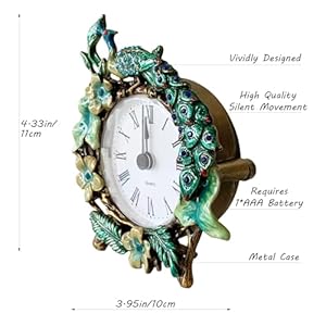 Vintage Mini Analog Table Clock, Silent Small Table Clock with Hand-Painted Metal Body and Battery Operated Non-Ticking Clock Core for Shelf, Bedroom, Bedside, Desk, Gift Clock Vintage Mini Analog Table Clock Silent Small Table Clock with Hand Painted Metal Body and Battery Operated Non Ticking Clock Core for Shelf Bedroom Bedside Desk Gift Clock