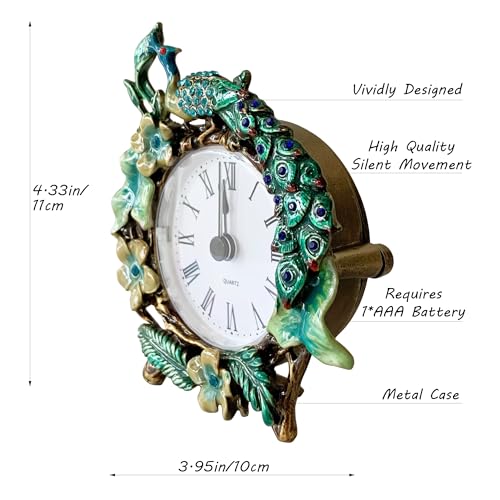 Vintage-Mini-Analog-Table-Clock-Silent-Small-Table-Clock-with-Hand-Painted-Metal-Body-and-Battery-Operated-Non-Ticking-Clock-Core-for-Shelf-Bedroom-Bedside-Desk-Gift-Clock Vintage Mini Analog Table Clock Silent Small Table Clock with Hand Painted Metal Body and Battery Operated Non Ticking Clock Core for Shelf Bedroom Bedside Desk Gift Clock