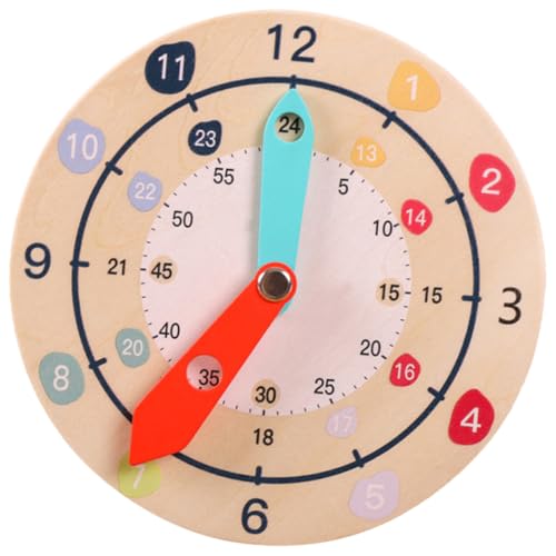 Toddmomy Wooden Clock Toy for Preschool Boys and Girls Educational Teaching Aid Colorful Numbers for Year Old Boy