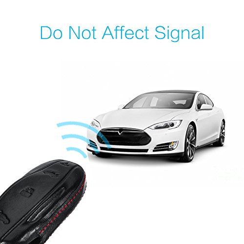 Mechcos Compatible With Fit For Tesla Model S Key Fob Sleeve - Leather Car Key Case Remote Key Fob Pocket Bag, Perfect Snug Fit #TOP2