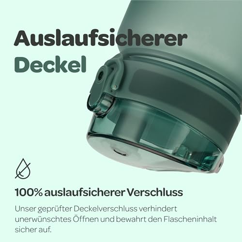 Spülmaschinenfeste Hydracy Trinkflasche mit Fruchteinsatz und Zeitmarkierung