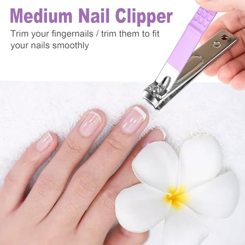 DUCOO Nail Clipper Set, 4 PCS Ultra Sharp Nail Clippers for Men, Women, Adults Toenail Fingernail Clippers, Stainless Steel Nail Cutter & File, Purple