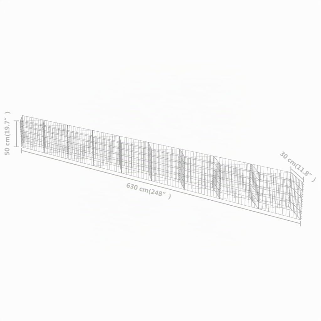 vidaXL Gabione Pflanzkasten 630x30x50cm Steinkorb Wand Blumenkasten Hochbeet