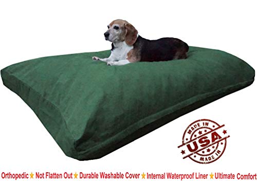 Dogbed4Less Jumbo Orthopedic Extreme Comfort Memory Foam Dog Beds For Large Dog, Waterproof Lining And Machine Washable Cover, 55"X47" Pillow, Olive Green #TOP1
