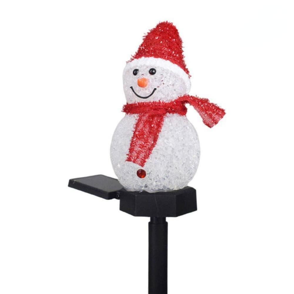 ansu Resin Snowman LED Solar Lamp Waterproof Lawn Decorative Stake Light Path Light (Red) — image 1