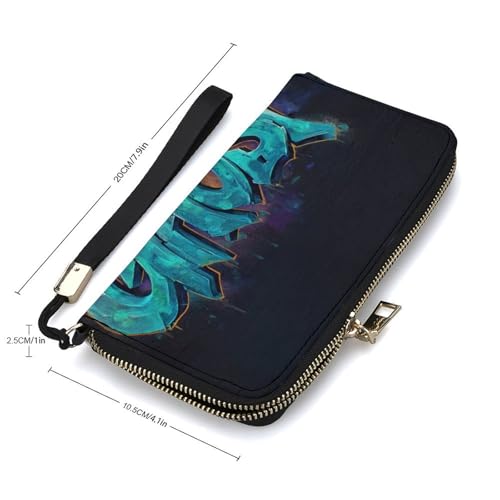 Letters Ghost Graffiti PU Leather Clutch Long Bifold Wallet, Coin Purse Credit Pass Case, Durable Card-Holder Money Storage for Women Men2