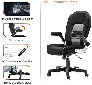 SP Mesh Office Chair Adjustable Tilt Angle and Flip-up Arms Executive Computer Desk