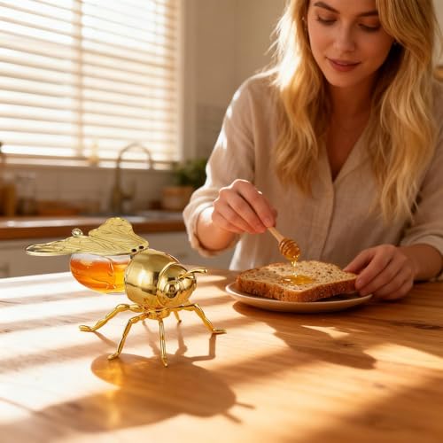 Tarro de miel transparente con cuchara integrada para repostería y desayunos 4