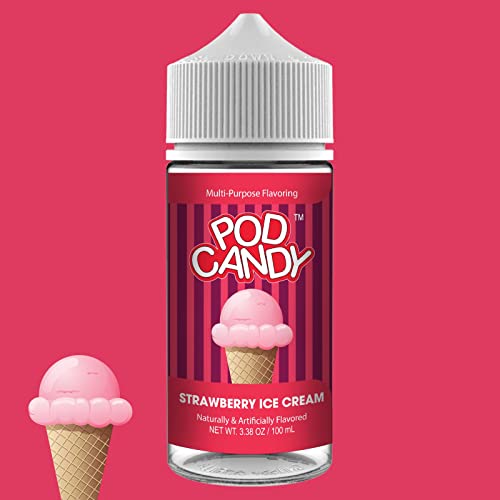 50Ml Liquid Juice, Strawberry Ice Cream, Powered By Pod Candy, Short Fill Bottles Ready For Use, Make Your Own Juice #TOP1