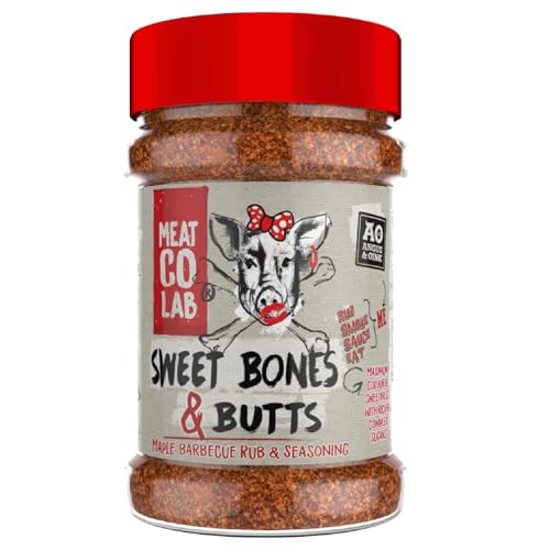 Angus & Oink | Sweet Bones & Butts | Maple BBQ Rub and Seasoning | Gluten-Free, No Preservatives | Ideal for Smoking, Grilling & Oven | 200g