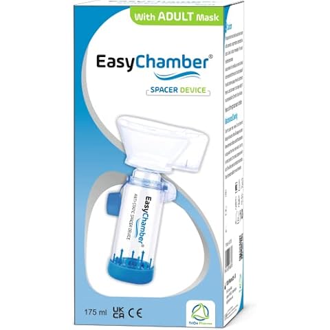 EasyChamber Anti-Static Spacer Device with Adult Mask, Inhaler Chamber, use with Metered Dose Inhaler, BPA and Latex Free Cover