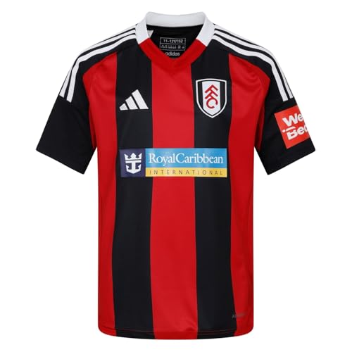 adidas Kids Fulham Away Shirt 2024 2025 Juniors Red/Black 7-8 Years