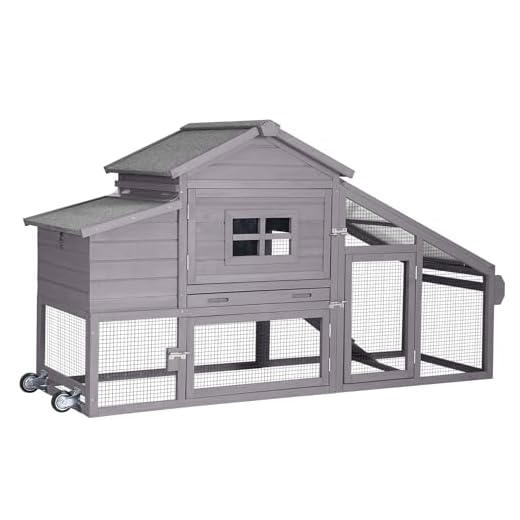 Outdoor Rabbit Hutch UV Roof Wooden Bunny Cage Large Duck House Chicken Coop with Run-Leak Proof Plastic Tray