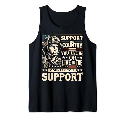 Support The Country You Live In US Flag Patriotic Soldier Camiseta sin Mangas