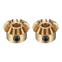 QUARKZMAN 2 Stück Kegelrad 0,8 Modul 1:1 Übersetzungsverhältnis 15Z 4mm Lochdurchmesser Kegelräder Messing, 45 Grad Lenkgetriebe für Hardware-Mechanik-Rotation, Gelb